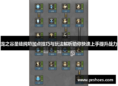 龙之谷圣徒纯奶加点技巧与玩法解析助你快速上手提升战力